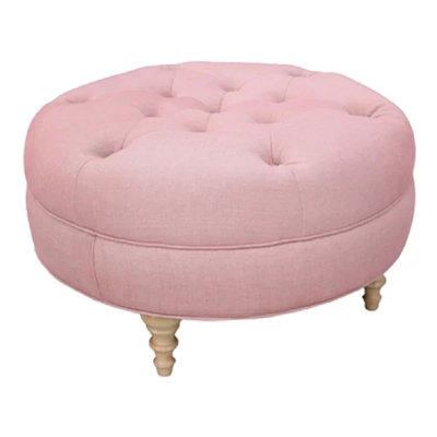 Hiroko 80cm Wide Tufted Round Solid Colour Cocktail Ottoman with Storage