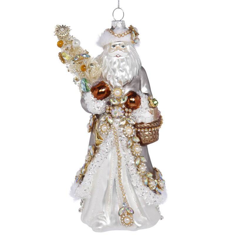 Christmas Greetings Santa Ornament - 8 Inches