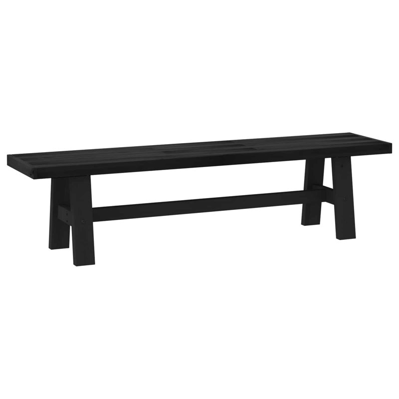 Solid Wood Bench, 45 cm H x 180 cm L x 41 cm D, Black