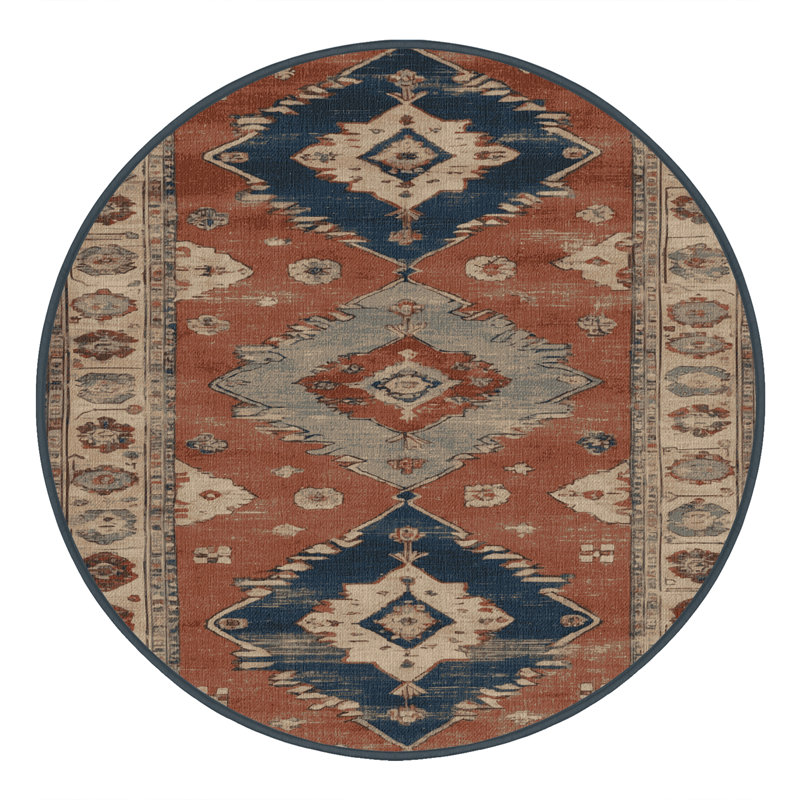 Machine Washable Overdyed Brown Area Rug, Round 8'