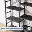 Bibliothèque arquée à 5 niveaux à trois colonnes, bibliothèque de 63 po x 71 po de haut avec tablettes ouvertes, grande bibliothèque industrielle, grande tablette de rangement arquée pour le salon, le bureau personnel, noir-1430602624