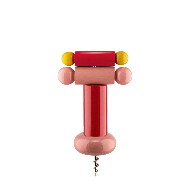 Solid Wood Corkscrew, Red/Yellow/Pink