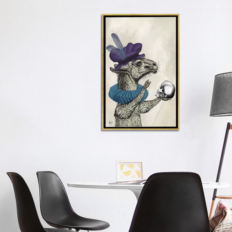 «Drama Llama» par Fab Funky - impression d'art graphique, Toile encadrée d'or, Aucun mat, H 40 po x l 26 po x P 1,5 po