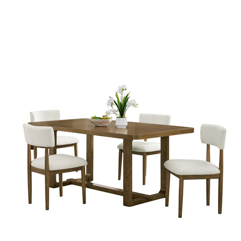 Ensemble de salle à manger rectangulaire de 72 po avec chaises en sherpa Dafne