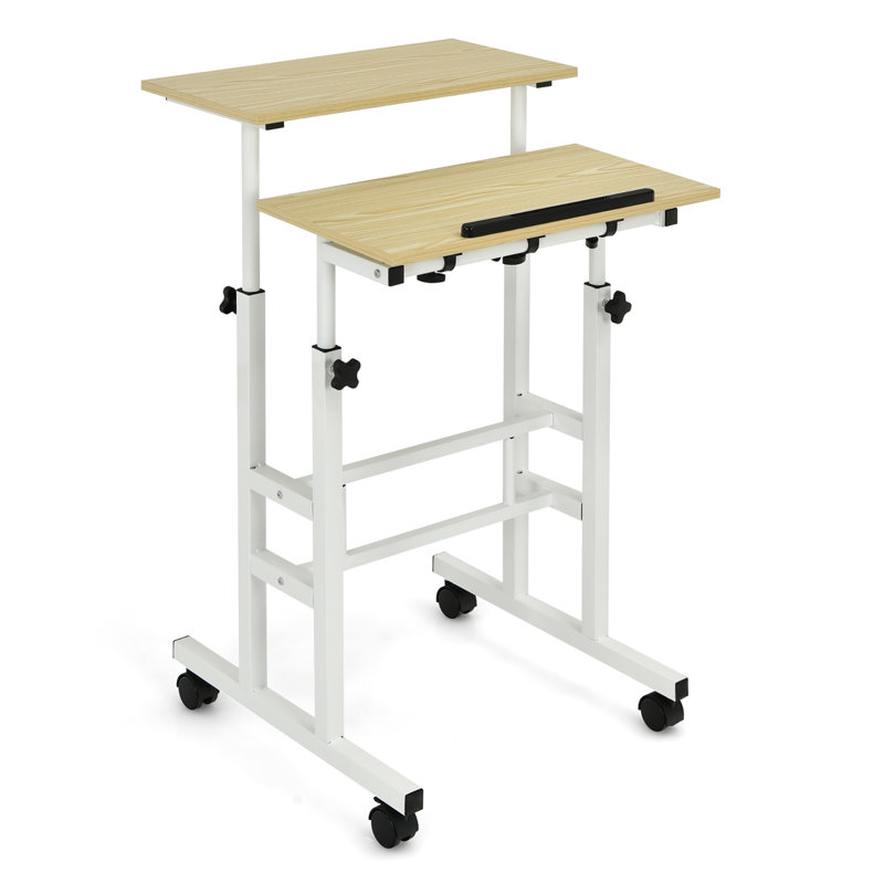 Adjustable Standing Desk, Natural/White
