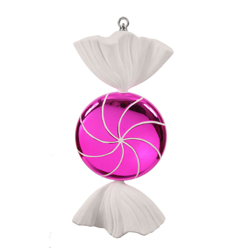 Ornement en forme de bonbon tourbillonnant, Blanc rosé