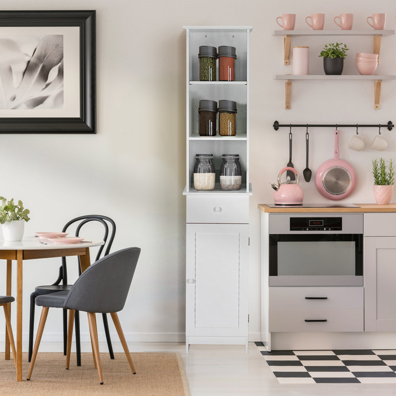 Alycea Freestanding Bathroom Cabinet and Linen Cabinet