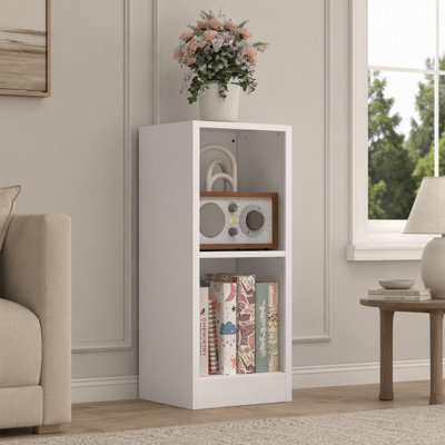 2-Tier Metal Bookshelf Storage Cabinet, 12.01" W x 10.24" D x 28.27" H Freestanding Open Bookcase with Anti-Tip Kit, Compact Organizer Shelf for Living Room, Bedroom, Home Office and Study