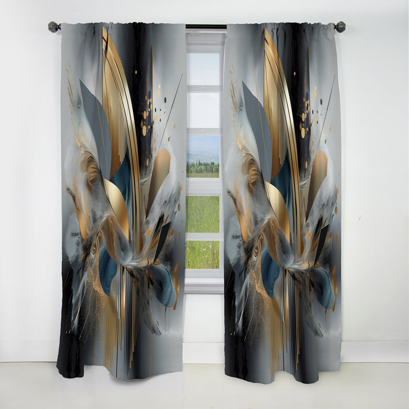 Soft Colors Marble Abstract II - Abstract Marble Curtain - Blackout Marble Curtain - 1 Panels, 52" W x 120" L