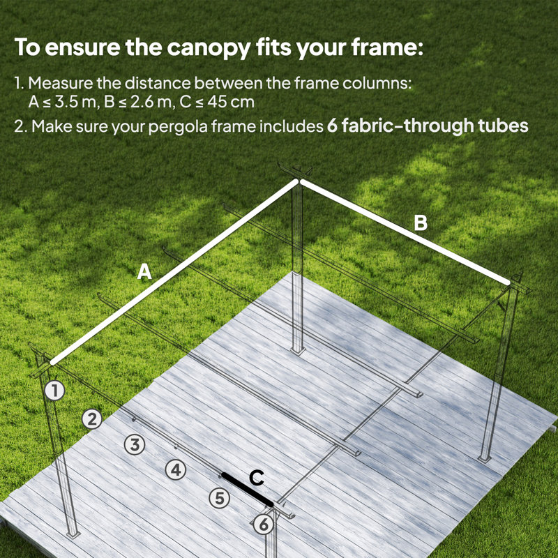Outsunny Brown Replacement Canopy for Pergola, 6cm H x 350cm W x 260cm D