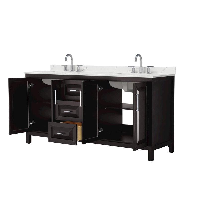 Daria 72'' W Vanity, Brown, Polished Chrome, Giotto Quartz