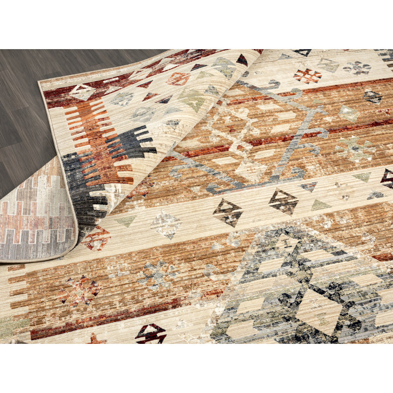 Phoeba Southwestern Area Rug in Beige, Rectangle 7'7" x 10'2"