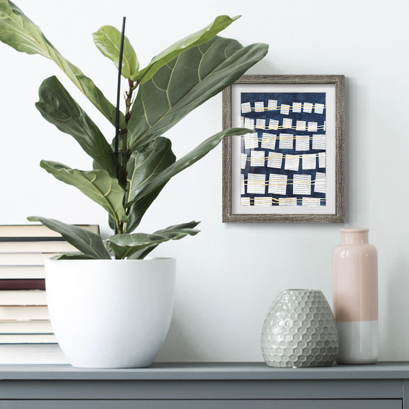 «Interconnected Shapes I», reproduction encadrée, Blanc, Papier encadré argent vieilli