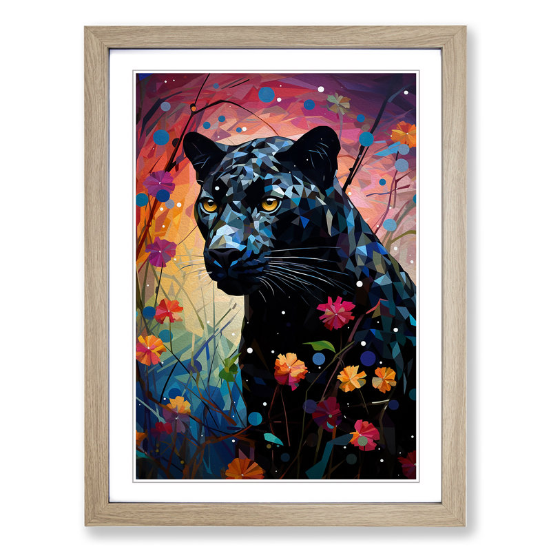 Panther Orphism - Framed Print, 34cm H x 25cm W x 2" D, Oak Framed