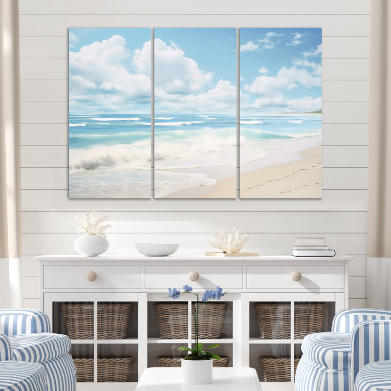 Minimalisme, paysage de plage III, reproduction sur toile 3 pièces, H 40 po x l 60 po x P 1 po
