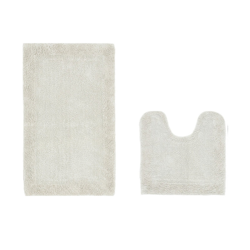Moriceau 100% Cotton 2370 GSM Tufted Reversible 2-Piece Bath Rug Set – Ultra Soft Highly Absorbent, Machine Washable, OEKO-TEX Certified, Ideal for Bathtub, Vanity, Sink & Toilet Areas, Ivory