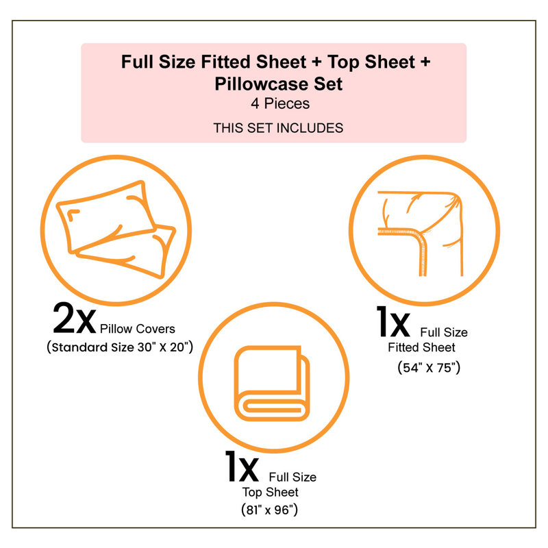 Microfiber Sheet Set, Full Sheet Set with 2 Pillowcases, Pale Green/White Geometric