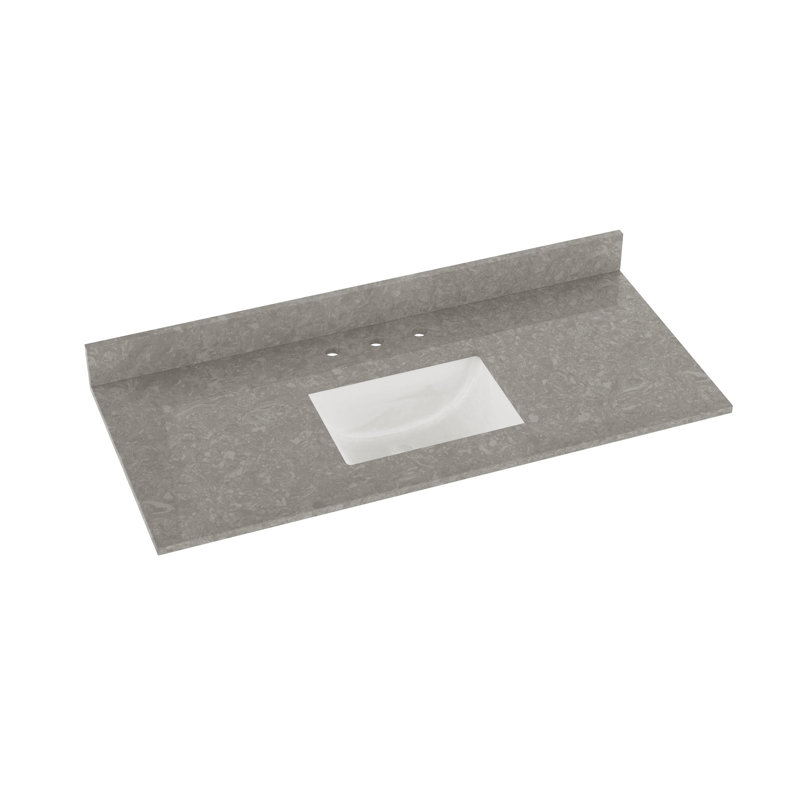 Plateau de meuble-lavabo simple 49 po avec lavabo en quartz 49 po, Gris anthracite