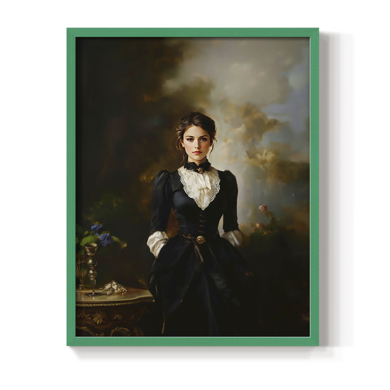 Reproduction encadrée WOMEN Series CCxxv - bois massif, H 30 po x l 24 po, Vert