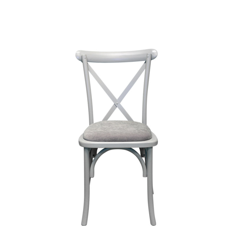 Aviles 43cm H Polyester Blend Upholstered Cross Back Stacking Side Chair, Grey, Grey