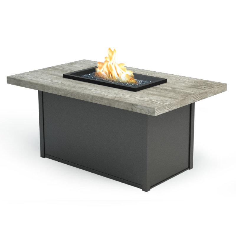 Chat Polyresin/Aluminum Propane/Natural Gas Fire Pit, 24.5" H x 32" W x 52" D, Carbon - Drift - Gunmetal Glass