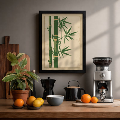 Minimalist Bamboo Study Japandi - Framed Print