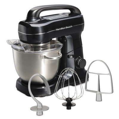 Hamilton Beach® 7-Speed 4-Quart Electric Stand Mixer with Splash Guard, Dough Hook, Flat Beater, and Whisk Attachments