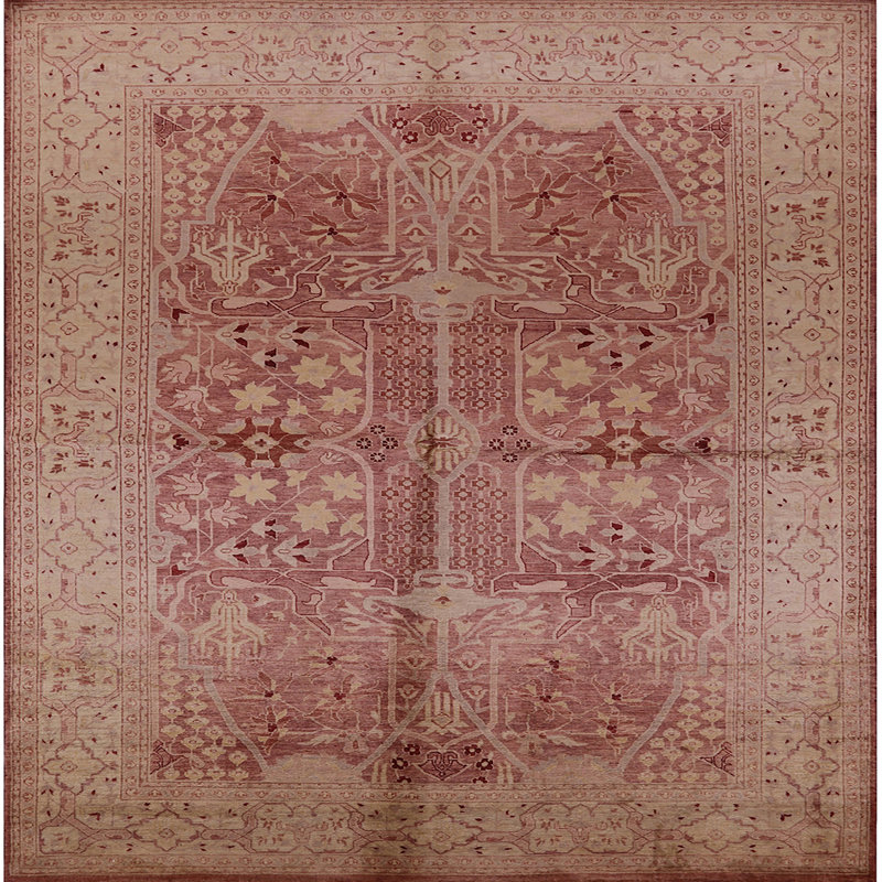Tapis brun à motif oriental, Carré 4 pi