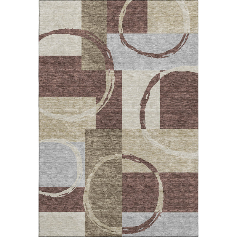Premium Machine Washable Prisco Brown Rug, Rectangle 2'6" x 3'10"