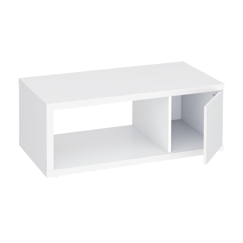 Berlin Floor Shelf Coffee Table with Storage, Pure White