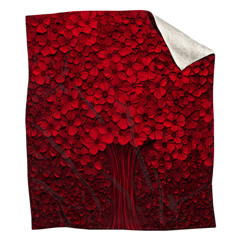 Couvertures d'arbres rouges en fleurs, L 60 po x H 80 po