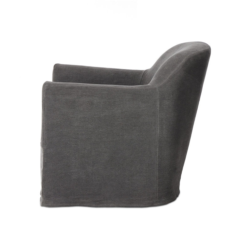 Lowell Slipcover Swivel Chair, Blue Linen
