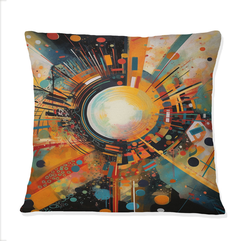 Coussin décoratif à imprimé géométrique abstrait orange IV
