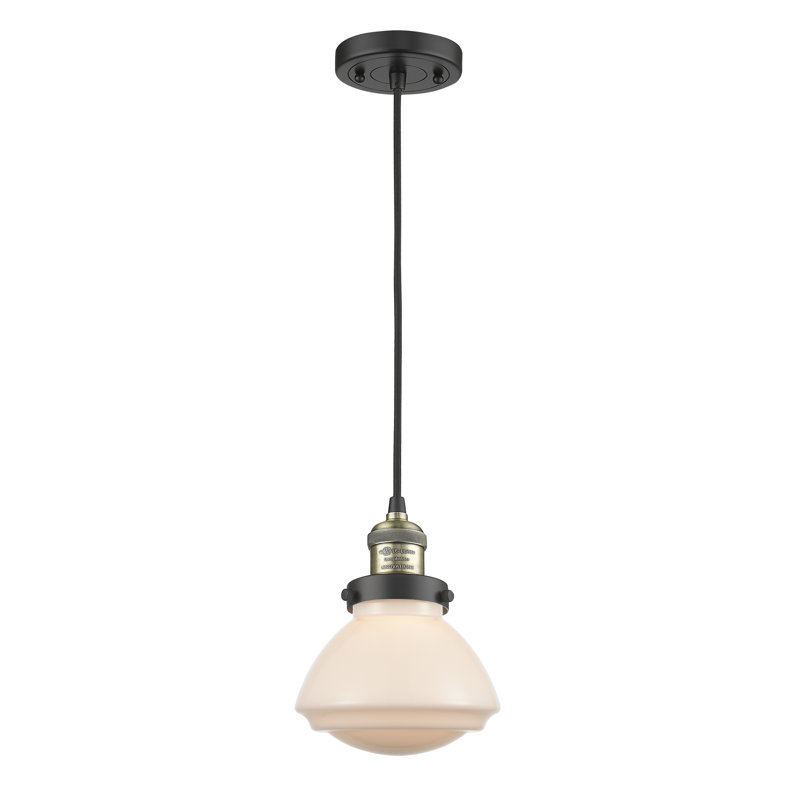 Luminaire suspendu simple à 1 lumière Chesterville, Ampoule non incluse, Blanc mat, Or satiné