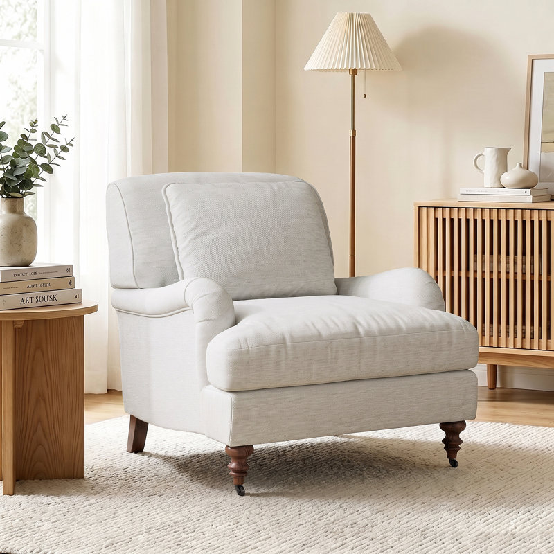 Fauteuil à roulettes English Classic, Blanc, 1, 37.8" W x 39.4" D x 37" H