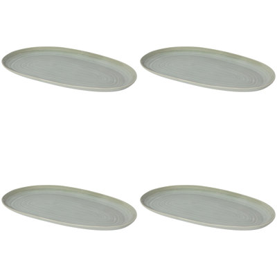 Set of 4 Aquarius Sage Oval Platter 10.5 Inch