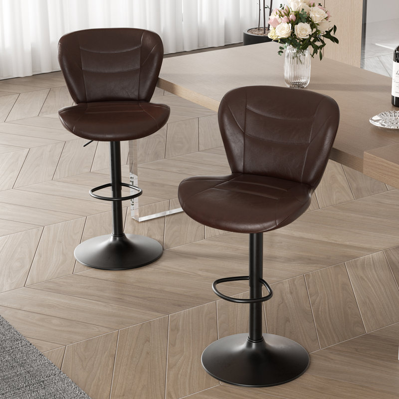 Adjustable Height Counter Stool with Metal Frame, Coffee