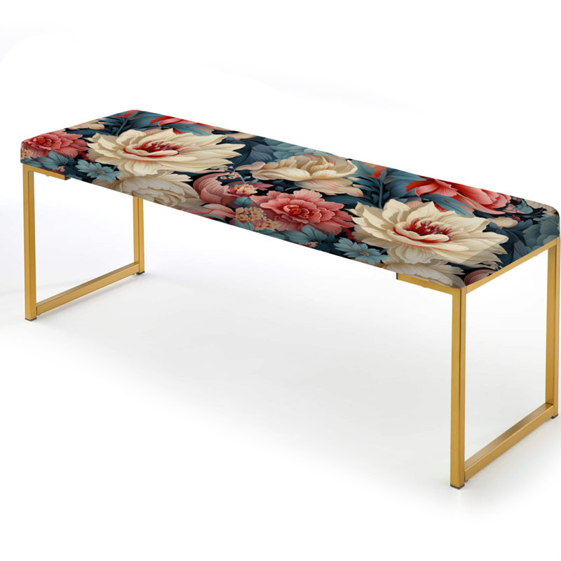 Banc rembourré or, Multicolor Vintage Whispers Floral Pattern