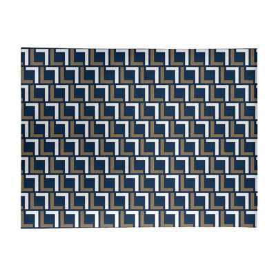 Tapis géométrique bleu / brun / blanc
