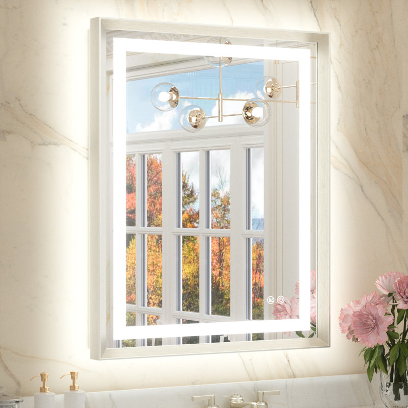 Miroir de salle de bain Dineen, Nickel brossé, 32 po x 24 po