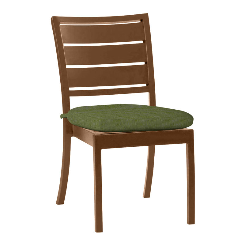 Chaise d'appoint d'extérieur en aluminium forgé Charleston, Pas de soudure, Forêt de lin, Chêne