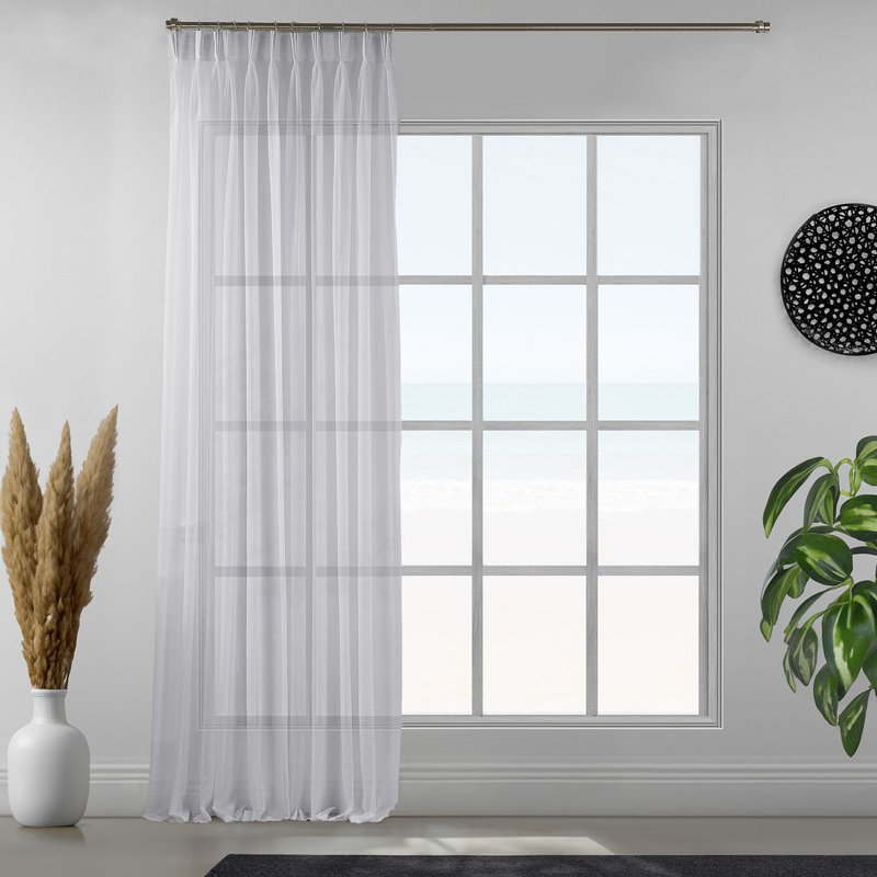 Sheer Single Curtain Panel, 65cm Width x 265cm Drop, White