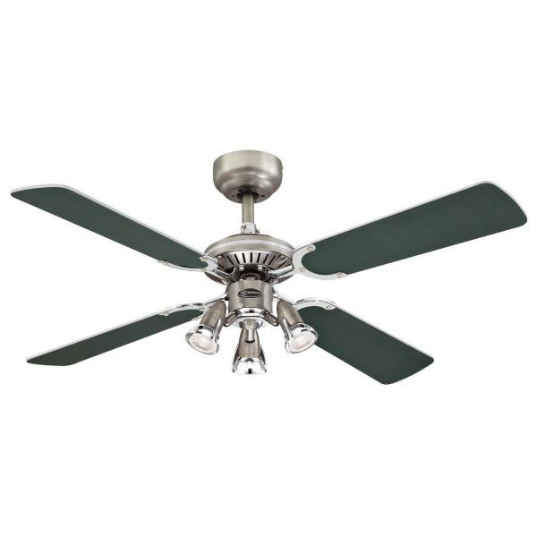 Latrobe 105cm Ceiling Fan with Light Kit, Chrome with Silver/Graphite Blades