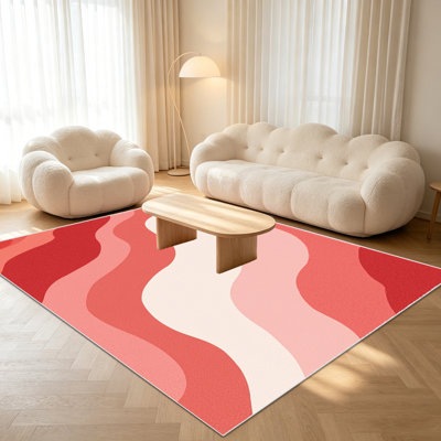 Tapis à motif ondulé pour salon de 1 pièce, doux et confortable, convient à toutes les saisons, facile à entretenir, tapis de sol intérieur lavable à la machine, convient à la chambre à coucher, à la salle à manger, au couloir, au balcon, au patio, à la maison, à la décoration extérieure.