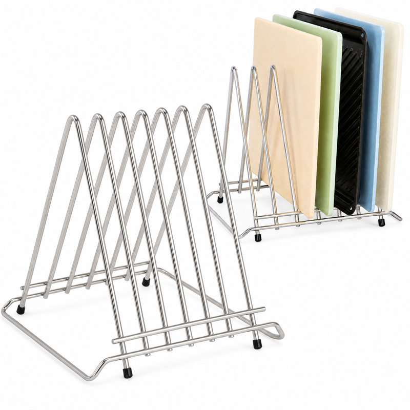 Stainless Steel Chopping Board Rack, 6-Slot KitchenCountertop Stand