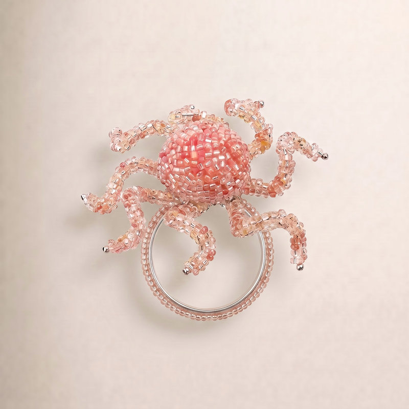 Beaded Octopus Napkin Ring, Orange