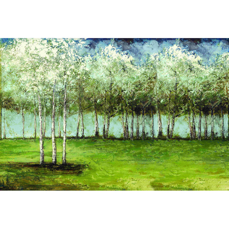 Doux bouleaux - peinture sur toile tendue, H 8 po x l 12 po