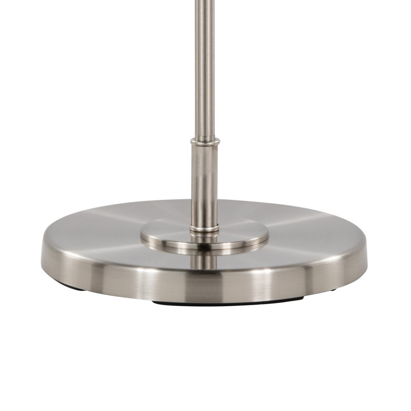 Lampe sur pied arquée 63,75 po Batesville, Nickel brossé / blanc soie