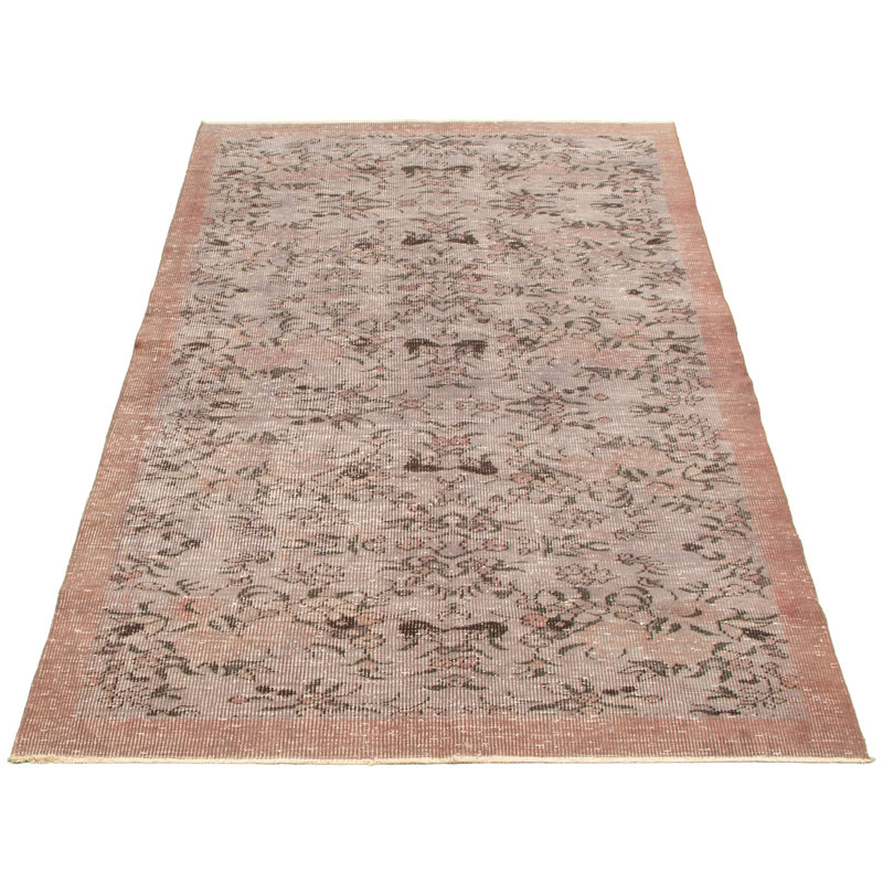 Tapis décoratif en laine brun foncé de conception unique 5 pi 2 po x 9 pi 1 po Derinna noué à la main