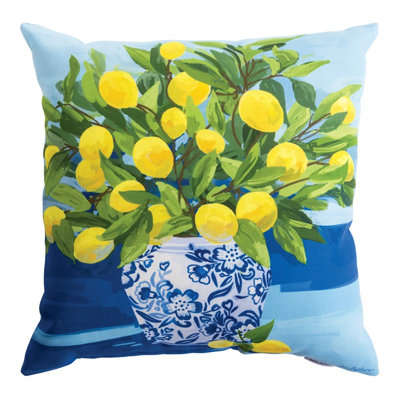 Coussin décoratif carré manuel à motif floral multicolore 18 x 18 po